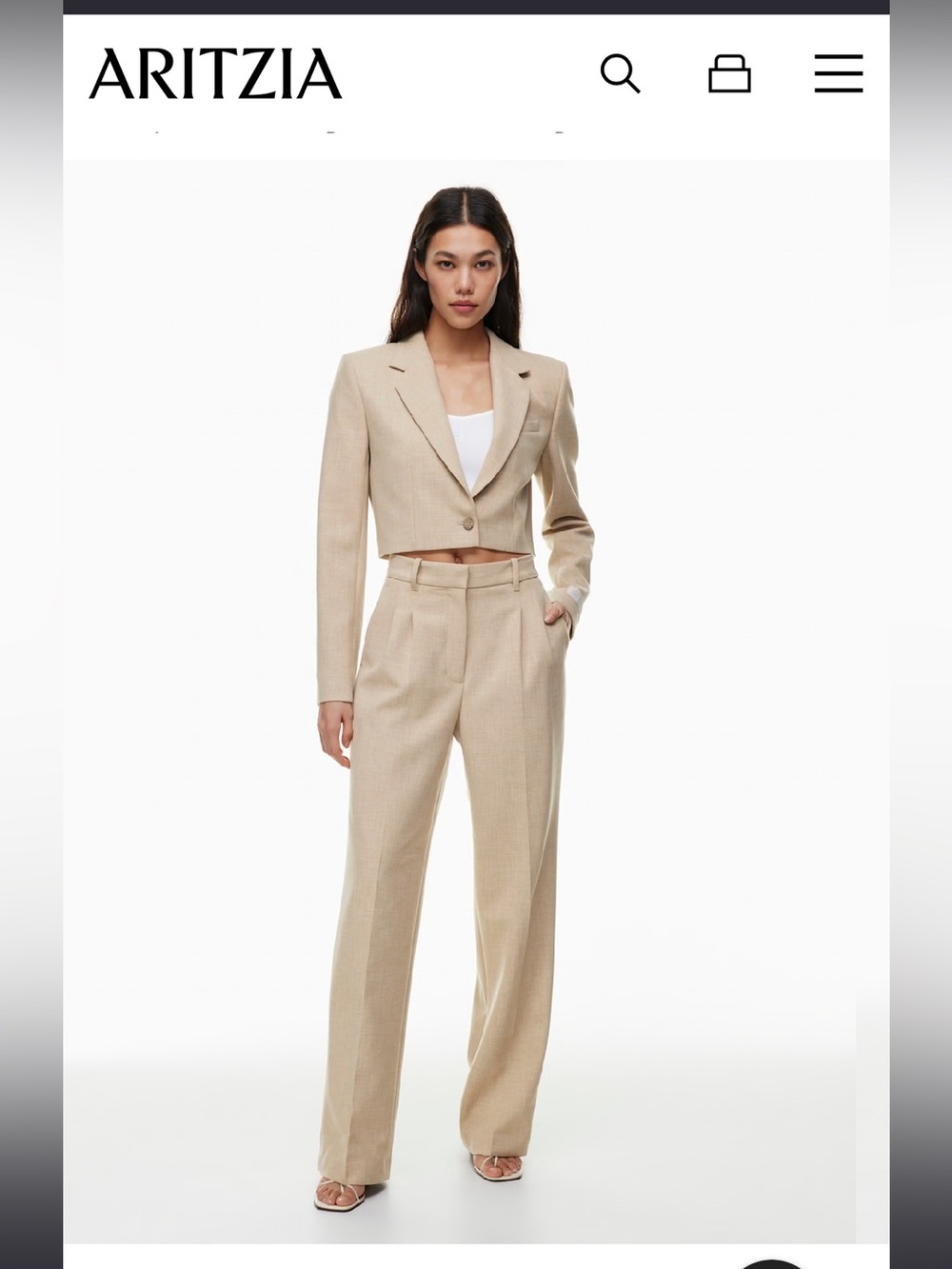 Aritzia Effortless Pant Size 0 tall Heather Oat Beige
